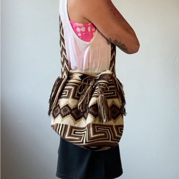 Handbags - Bohemian Crossbody Bag. Indigenously Handmade by skilled artists. Brown shades.